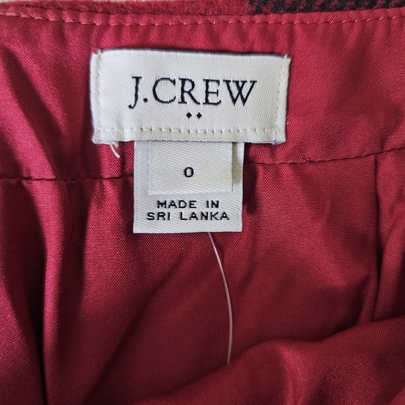 J Crew mini skirt in size 0 red buffalo check lined ruffle wool blend NWT - Picture 6 of 9